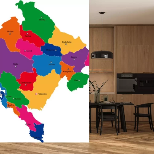 Sticker Kaart van de administratieve afdelingen van Montenegro