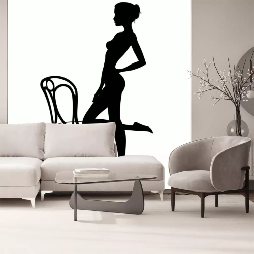 Sticker Bella Ragazza con Silhouet Sedia-Beautiful Girl's met stoel