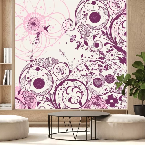 Sticker Bloemmotief in abstractie