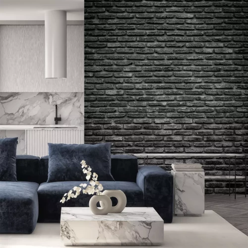 Fotobehang Oude zwarte bakstenen