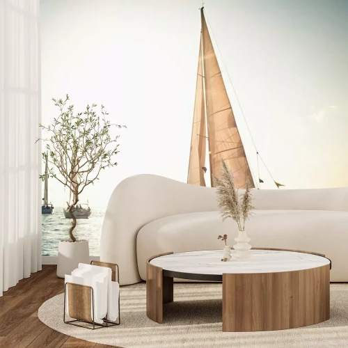 Fotobehang Jachten op de zonnige zee