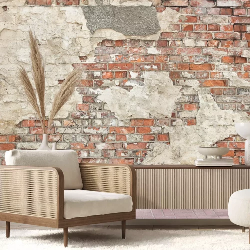 Fotobehang Rustieke bakstenen muur