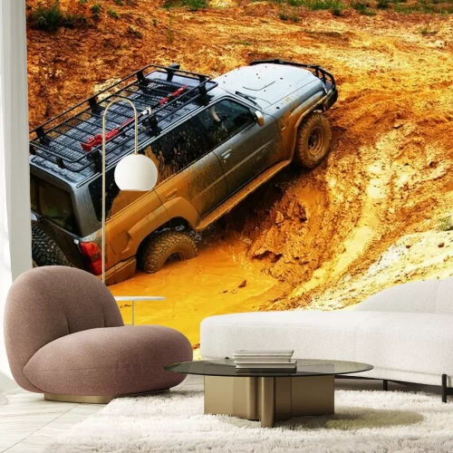 Fotobehang Off-road in de modder