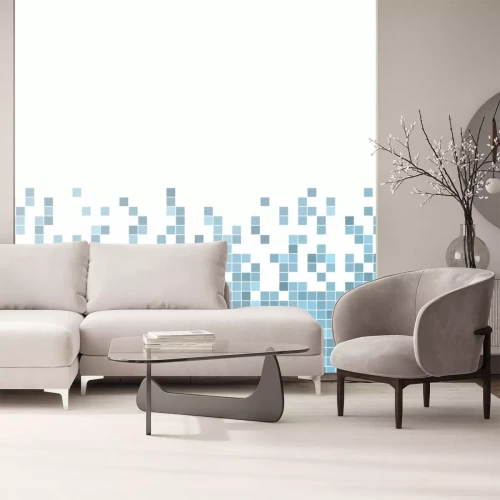 Sticker Blauwe pixels op een witte achtergrond