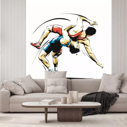 Fotobehang Tekening van worstelen