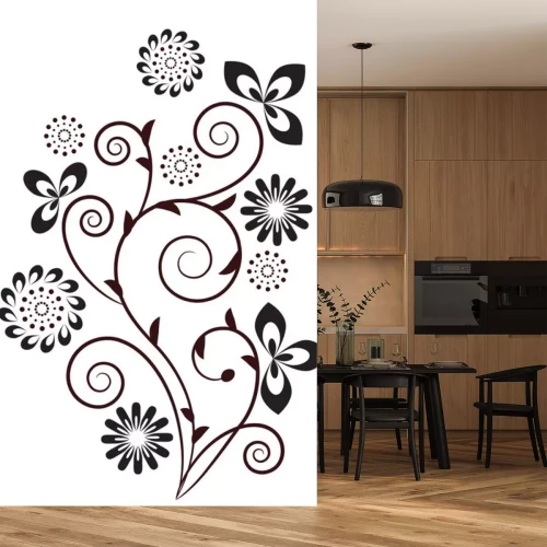 Sticker Bloemenwervelingsaccenten design element
