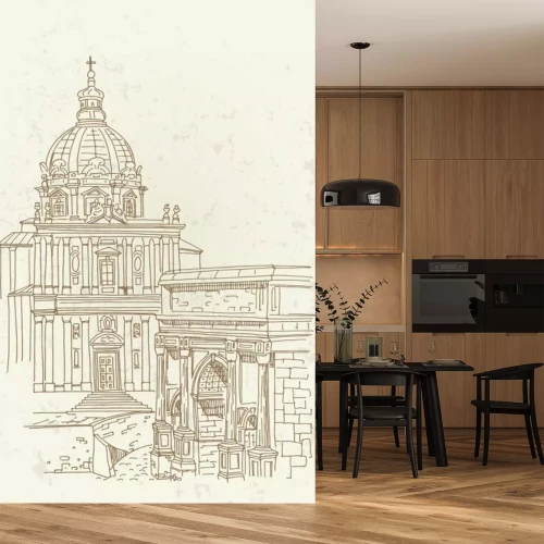 Sticker vector schets van oude ruïnes van een Romeinse Forum of Rome, Rome, Italië.