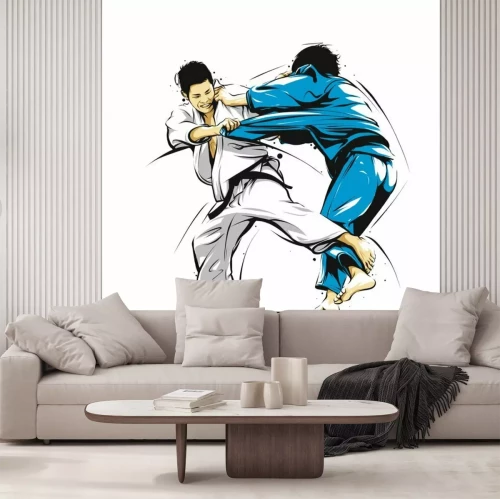 Fotobehang Twee judoka&#39;s in actie