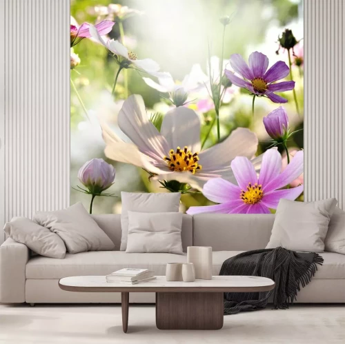 Fotobehang Veldbloemen en zon