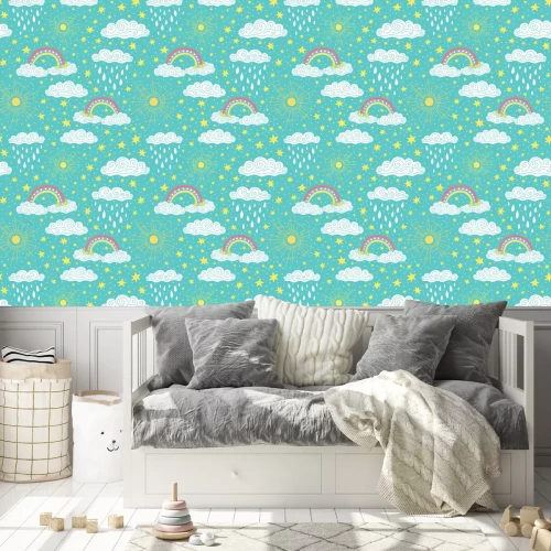 Behang Wolken zon en regen