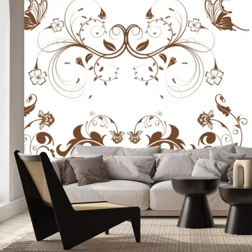 Sticker Verzamel bloem grens met vlinder, element voor ontwerp, vector