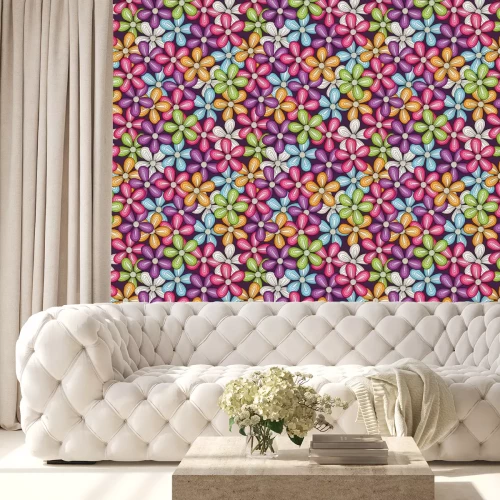 Behang Naadloos kleurrijk bloemenpatroon. Vector heldere bloemenachtergrond.