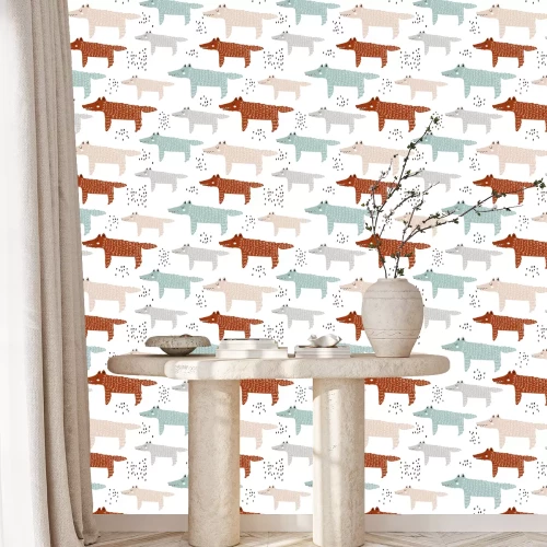 Behang Pastelwolven in Scandinavische stijl