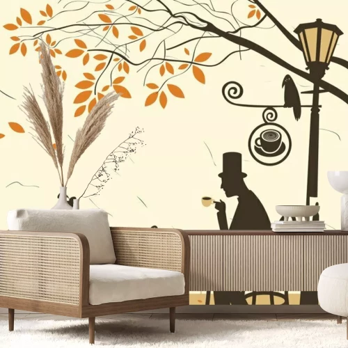 Fotobehang Lantaarn bij het caf?