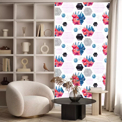 Behang Kleurrijke plant abstractie