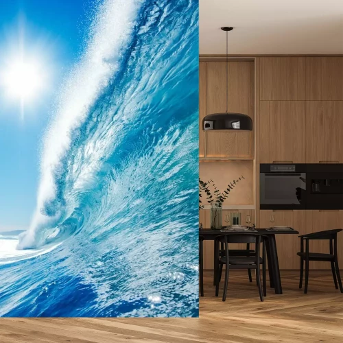 Fotobehang Golven op de achtergrond van hemel en zee