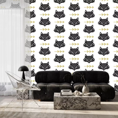 Behang Noordse Scandinavische naadloze patroon. Hand getrokken trendy volkskunst decoratie achtergrond