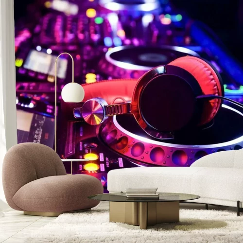 Fotobehang DJ mixer en hoofdtelefoon