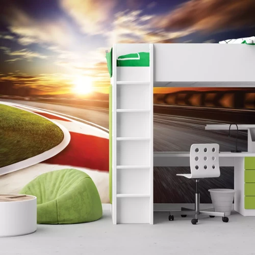 Fotobehang Renbaan bij zonsondergang