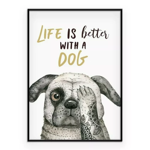 Poster Mopshond met een grappige inscriptie