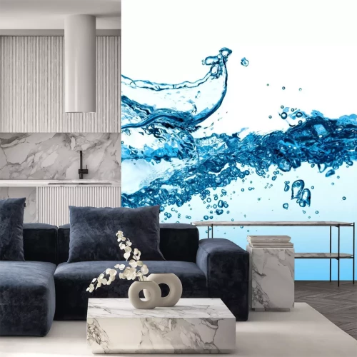 Sticker Geschuimd water in blauwe kleuren