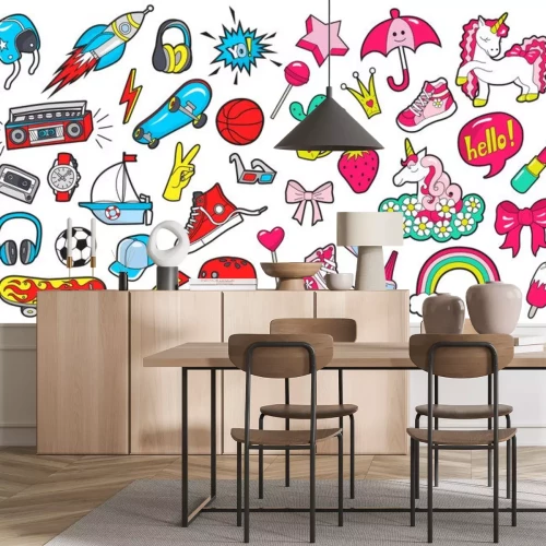 Sticker Kleurrijke energieke jeugdafbeeldingen