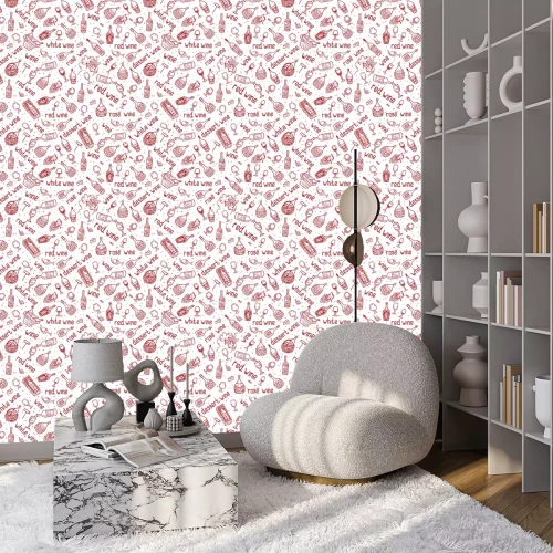 Behang rode wijn naadloze vector patroon