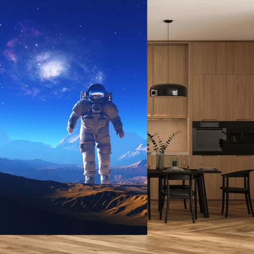 Sticker Astronaut in een ruimtepak in de bergen