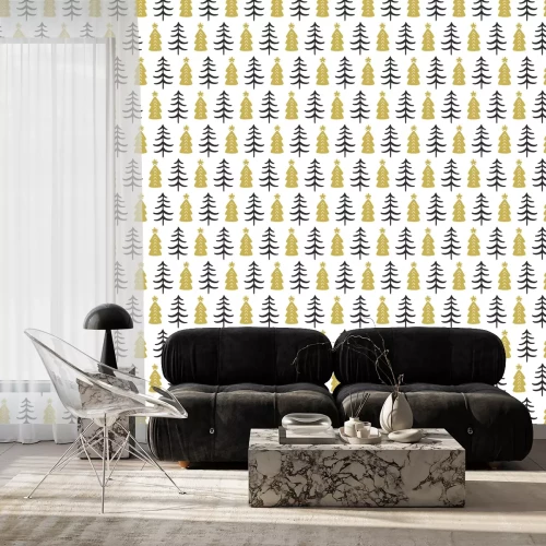 Behang Zwarte en gouden kerst