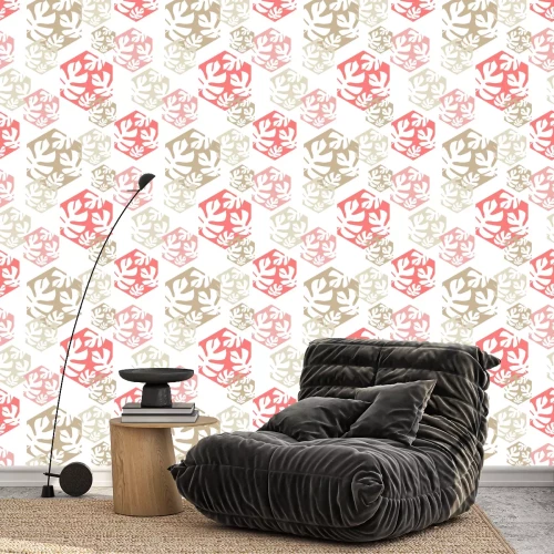 Behang Zeshoeken met bladeren