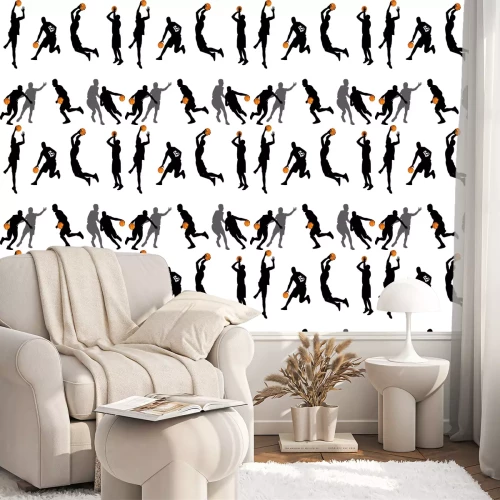 Behang basketbal spelers silhouetten collectie - vector