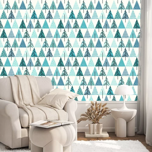 Behang Abstracte geometrische bomen