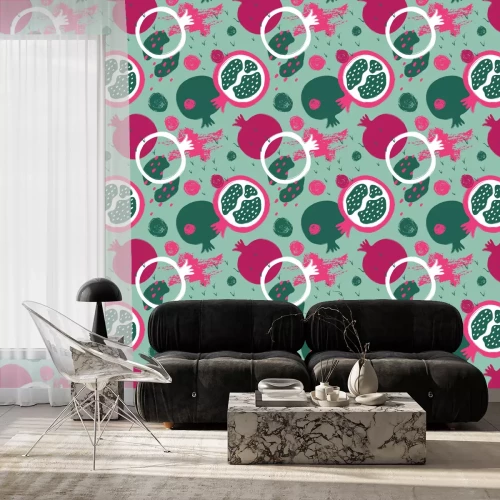 Behang Abstracte kleuren van granaatappelfruit