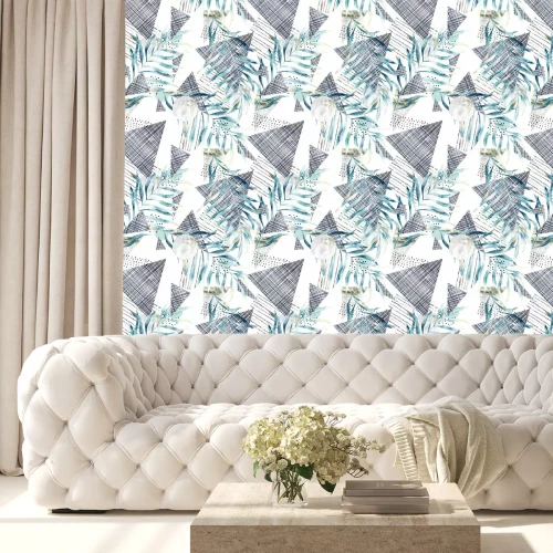 Behang Abstract naadloos patroon. Hand getekend aquarel illustratie. Grungeachtergrond met bladeren