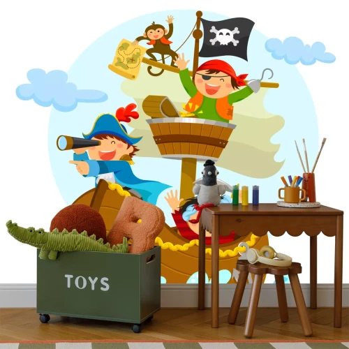 Fotobehang Lachende piraten op het schip