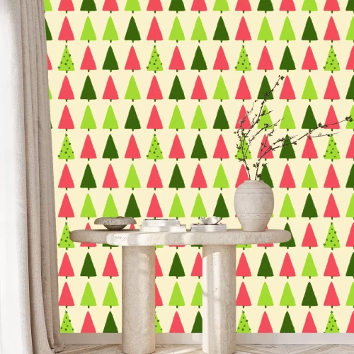 Behang Kleurrijk bos op een pastelkleurige achtergrond