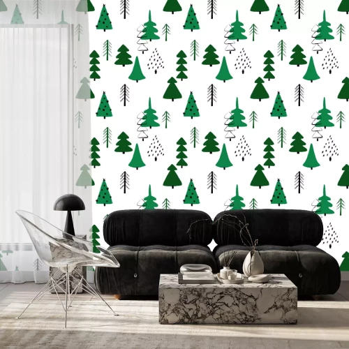 Behang Abstracte groene kerstbomen