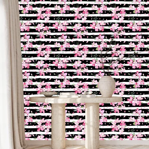 Behang Bloeiende lente bloemen patroon achtergrond. Naadloze modeafdruk in vector