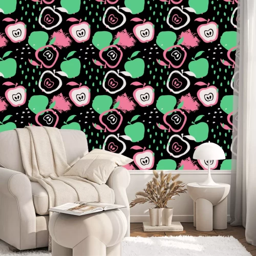 Behang Dwarsdoorsneden van appels in een abstracte stijl