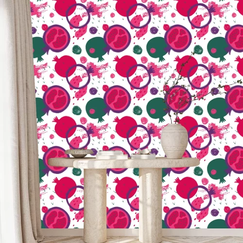 Behang Abstracte granaatappels en geometrische vormen