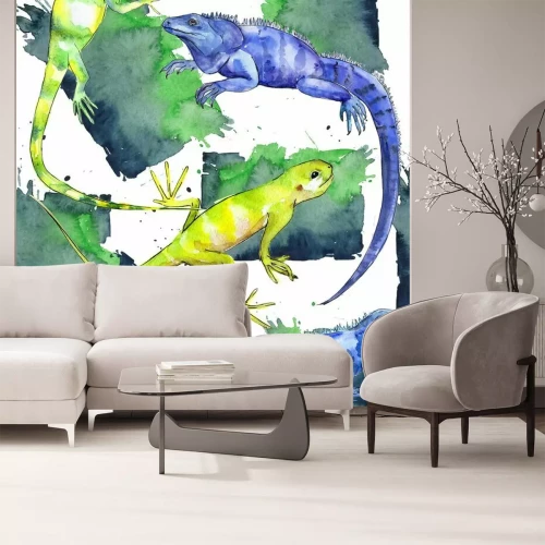 Fotobehang Exotische kleurrijke hagedissen