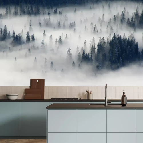 Fotobehang Natuur en bos in mist