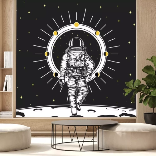 Sticker Astronaut met een halo omgeven door planeten