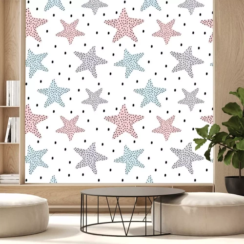 Sticker hand getrokken gestippelde sterren naadloze vector patroon achtergrond illustratie