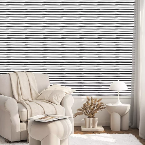 Behang Rechte, parallelle lijnen. Grunge lineaire achtergrond. Vector naadloos patroon, strepen met variabele breedte.