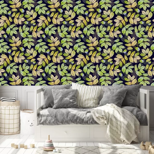 Behang vector naadloze patroon van herfst aquarel verlaat