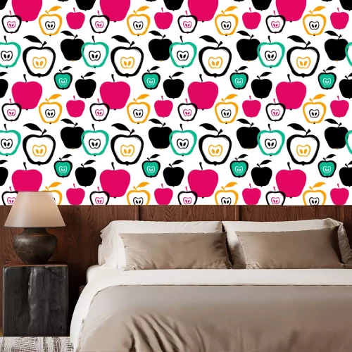 Behang Abstracte gestreelde appels op een witte achtergrond