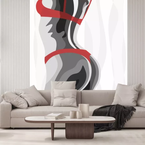 Sticker Illustratie zwarte witte vrouw met rode dessous