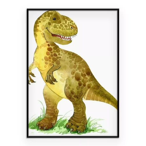 Poster Groene T-Rex in aquarel
