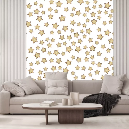 Sticker Naadloze paterrn met pictogram van ster gevormd Kerstmiskoekje, de stijl van de lijnkunst